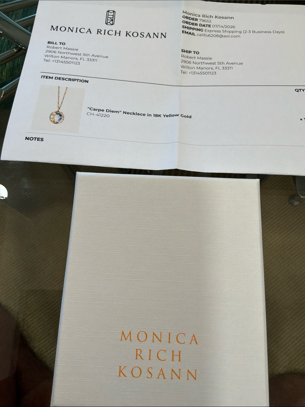 Nwt Monica Rich Kosann Classic Gold Carpe Diem Necklace With Faceted Crystal — image 4 of 8